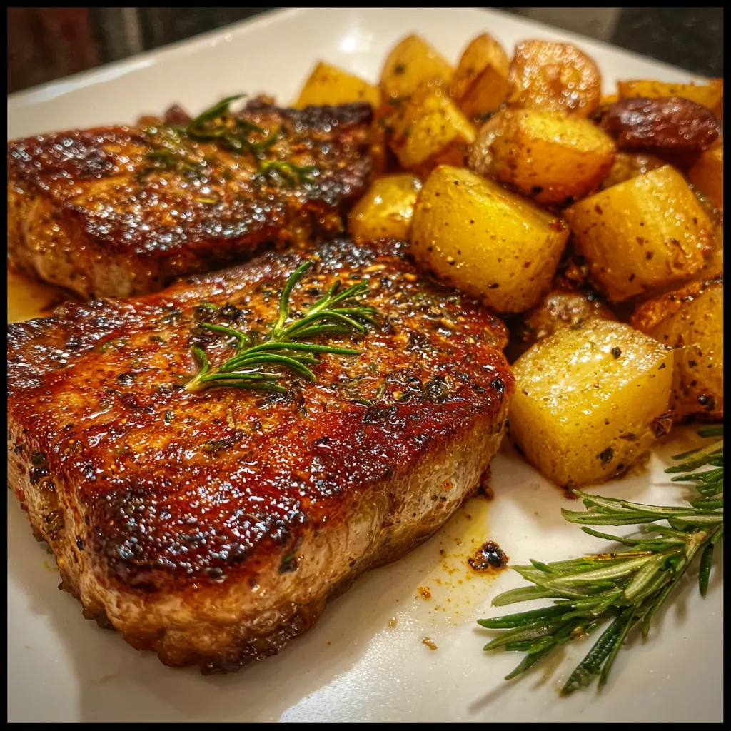 Pan-Seared Pork Chops with Herb-Roasted Potatoes and Garlic Butter - tertiary view